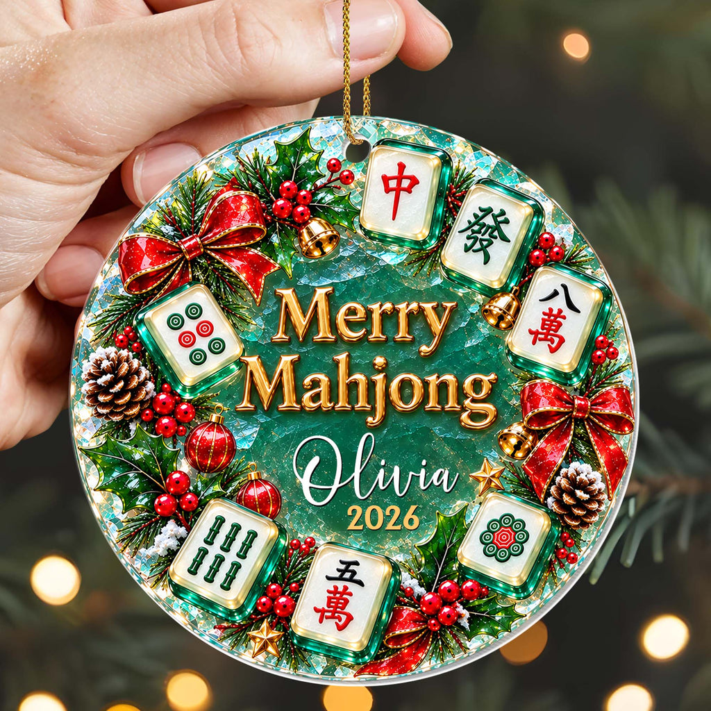 Merry Mahjong, Personalized Custom Acrylic Ornament, Gift For Mahjong Lovers - 5