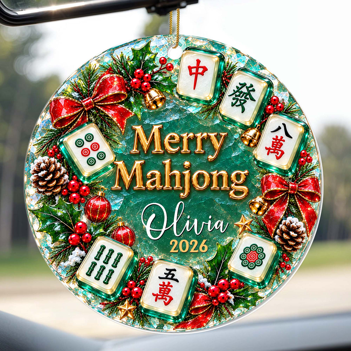 Merry Mahjong, Personalized Custom Acrylic Ornament, Gift For Mahjong Lovers - 7