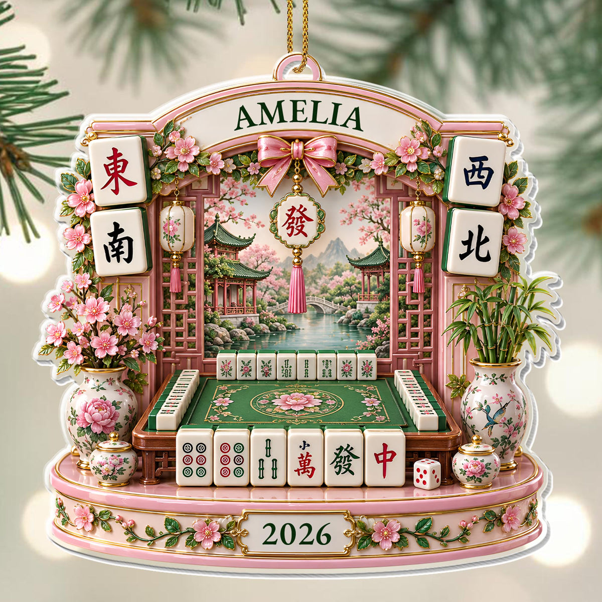 A Life Of Luck Mahjong Table, Acrylic Ornament, Gift For Mahjong Lovers - 3