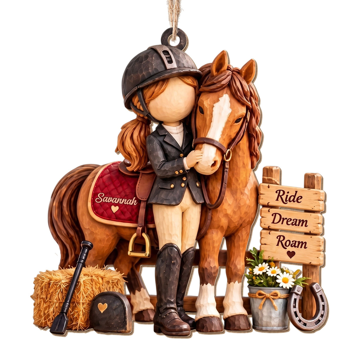 Ride Dream Roam, Personalized Custom Wood Ornament, Gift For Horse Lovers - 13