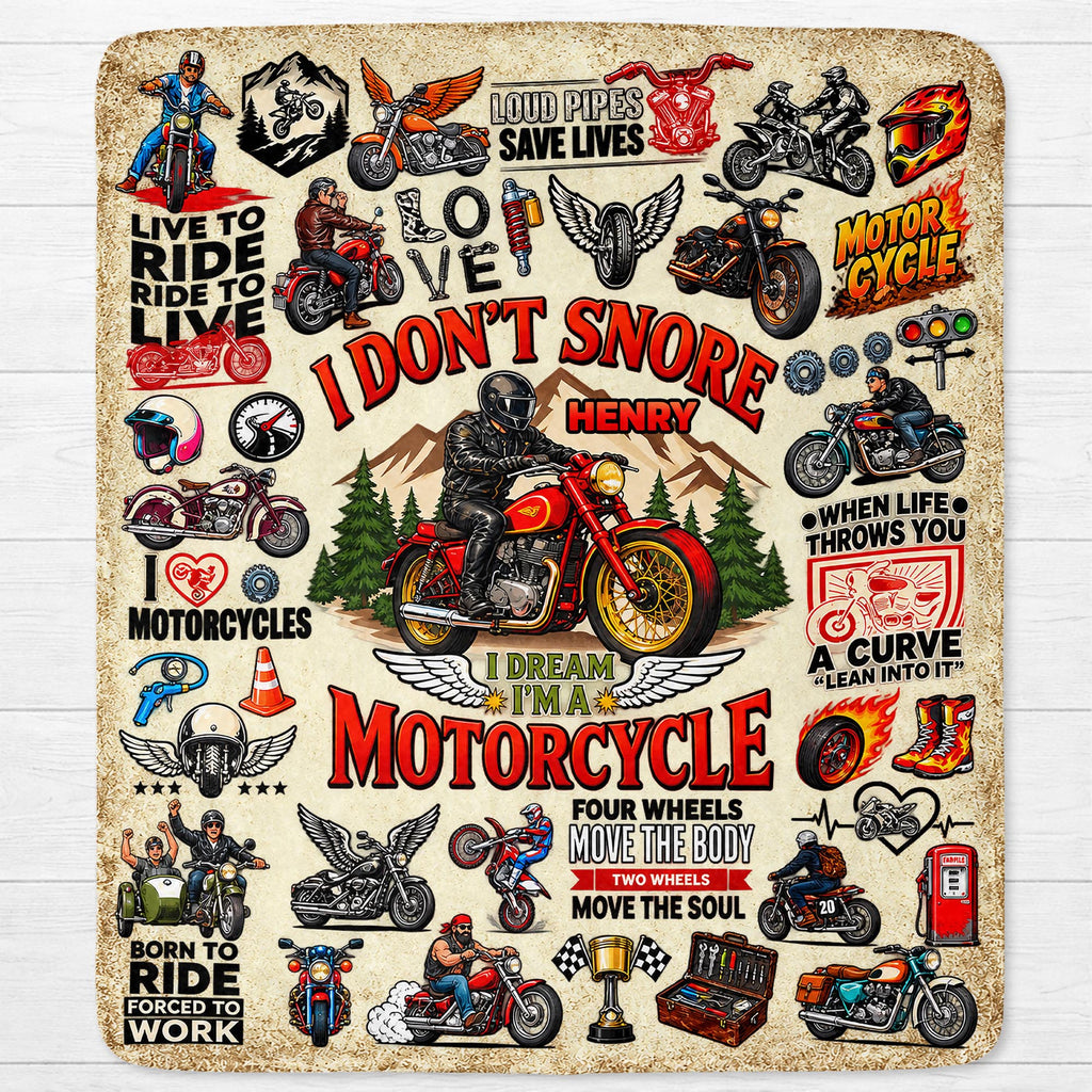 I Don't Snore I Dream I'm A Motorcycle, Personalized Blanket, Gift For Him - 3