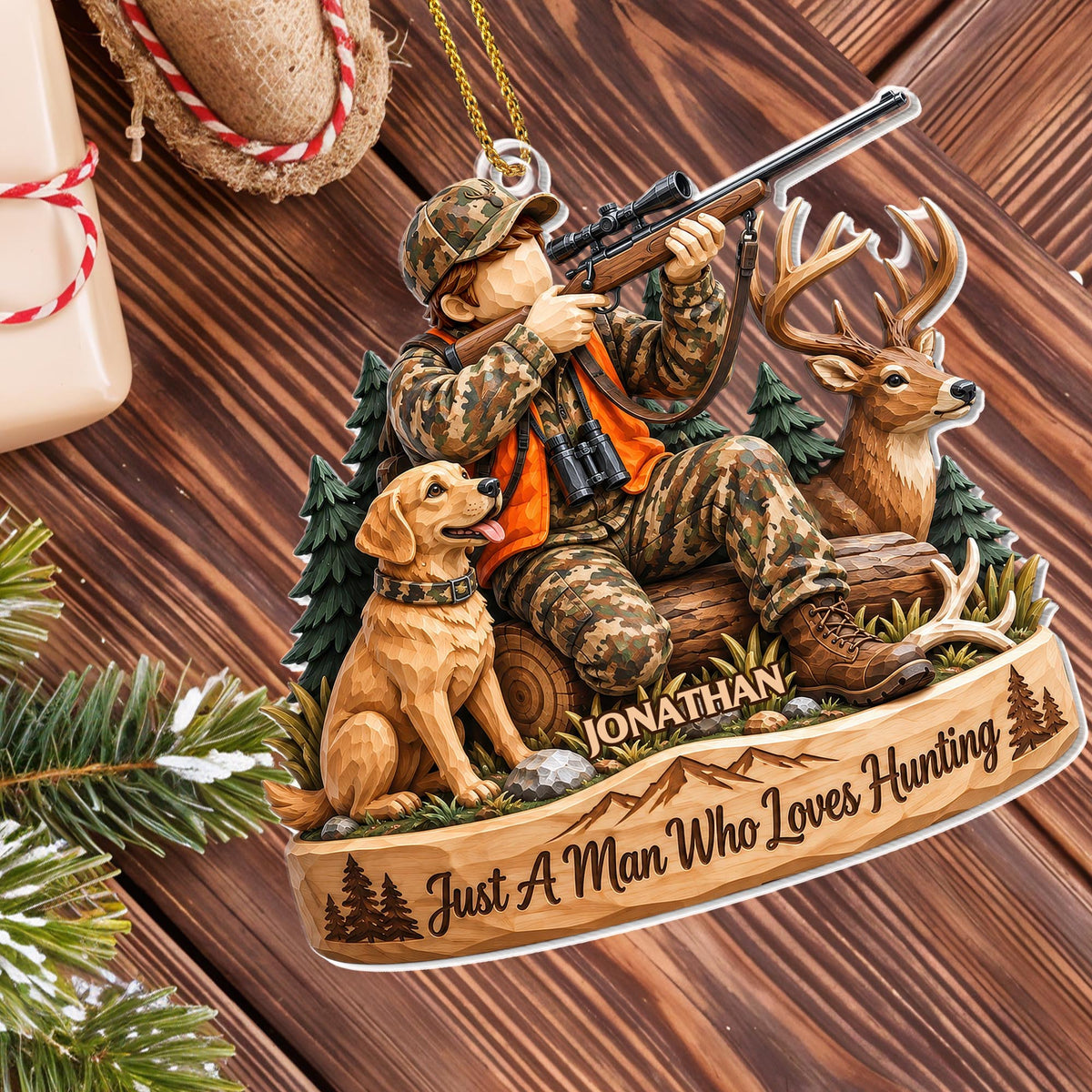 Just A Man Who Loves Hunting, Personalized Ornament, Gift For Hunters - 2