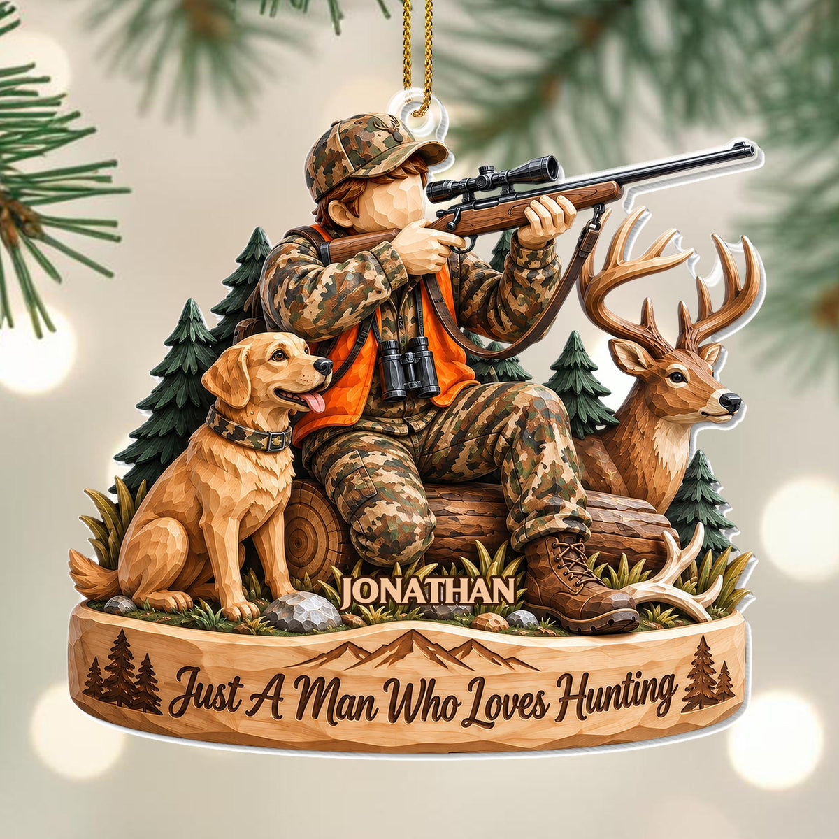 Just A Man Who Loves Hunting, Personalized Ornament, Gift For Hunters - 3