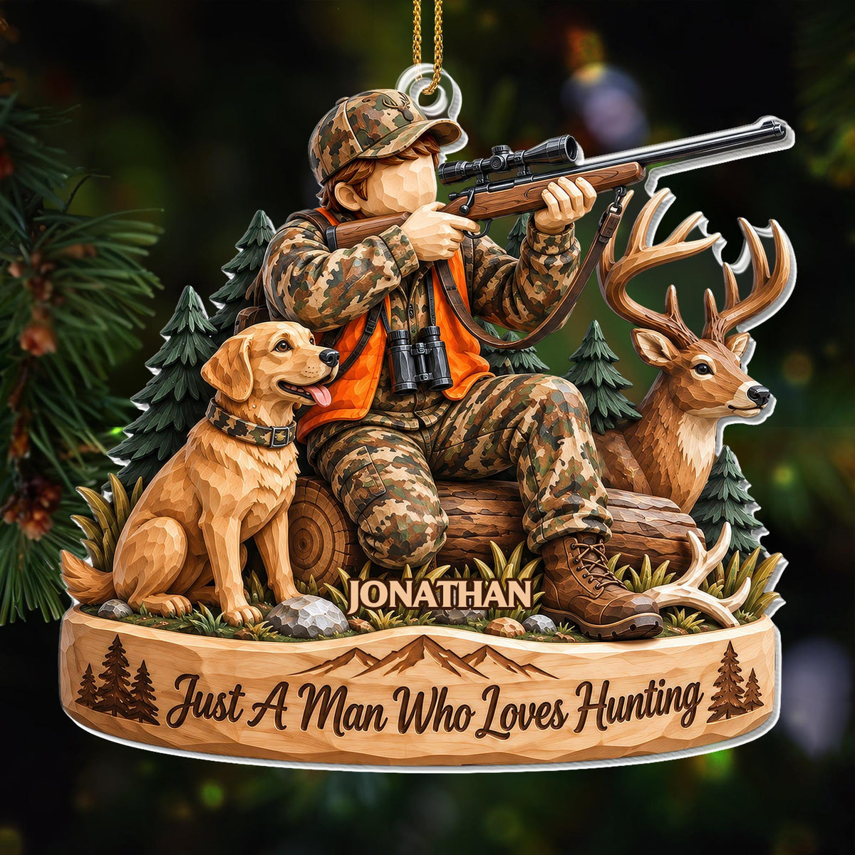 Just A Man Who Loves Hunting, Personalized Ornament, Gift For Hunters - 4