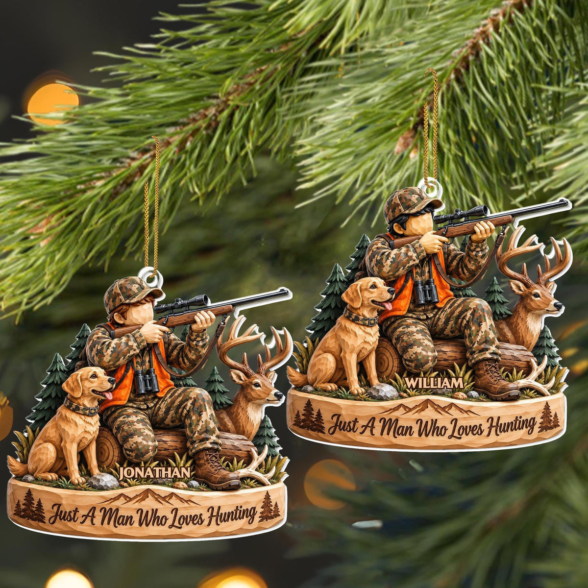 Just A Man Who Loves Hunting, Personalized Ornament, Gift For Hunters - 6