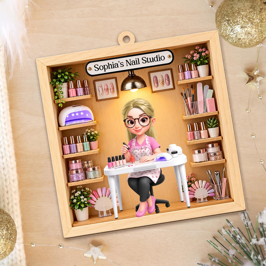 My Nail Studio Custom Nail Artist Design, Wood Ornament, Gift For Nail Techs & Nail Lovers - 11