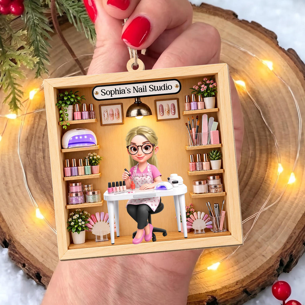 My Nail Studio Custom Nail Artist Design, Wood Ornament, Gift For Nail Techs & Nail Lovers - 8