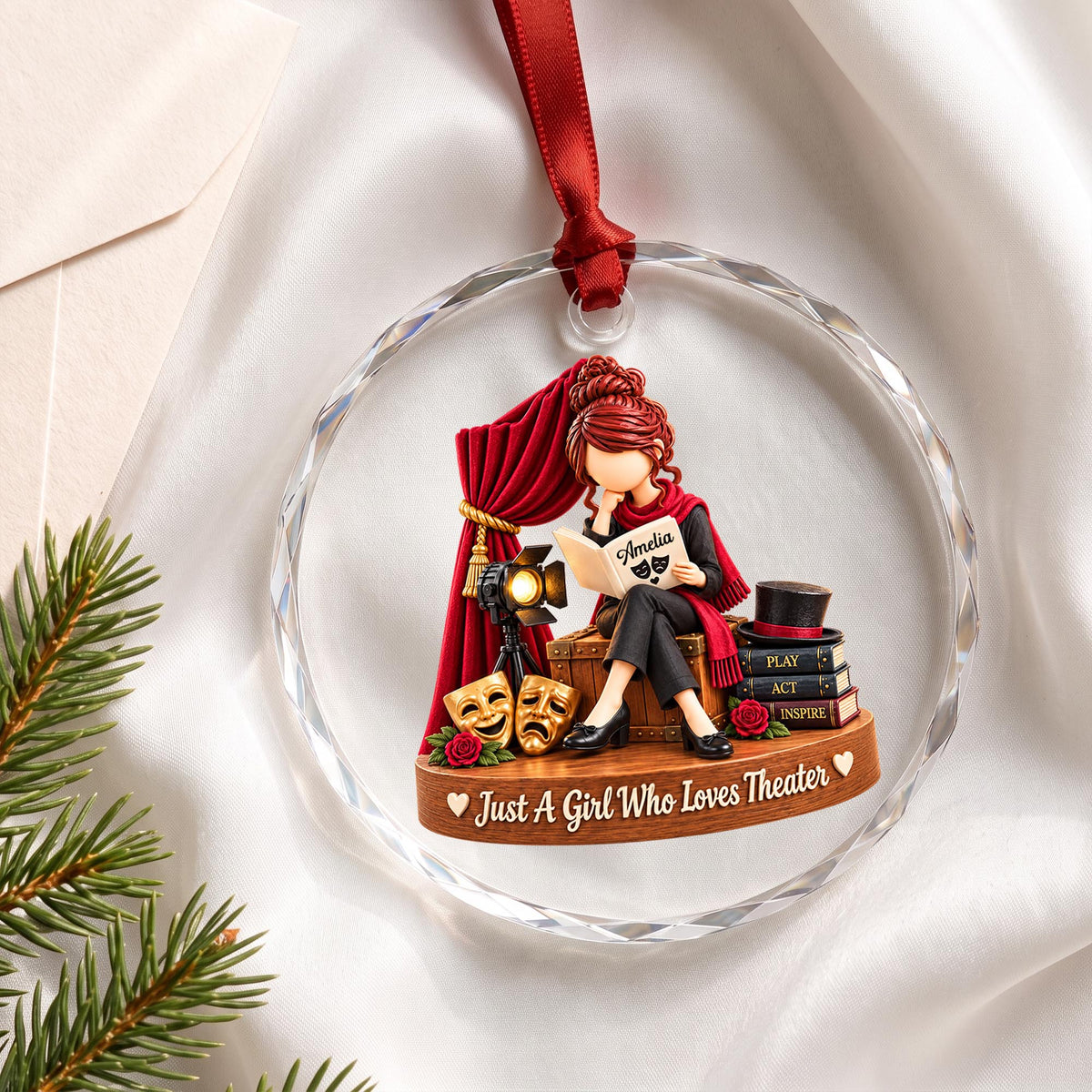 Just A Girl Who Loves Theater, Circle Glass Ornament, Gift For Actresses - 7