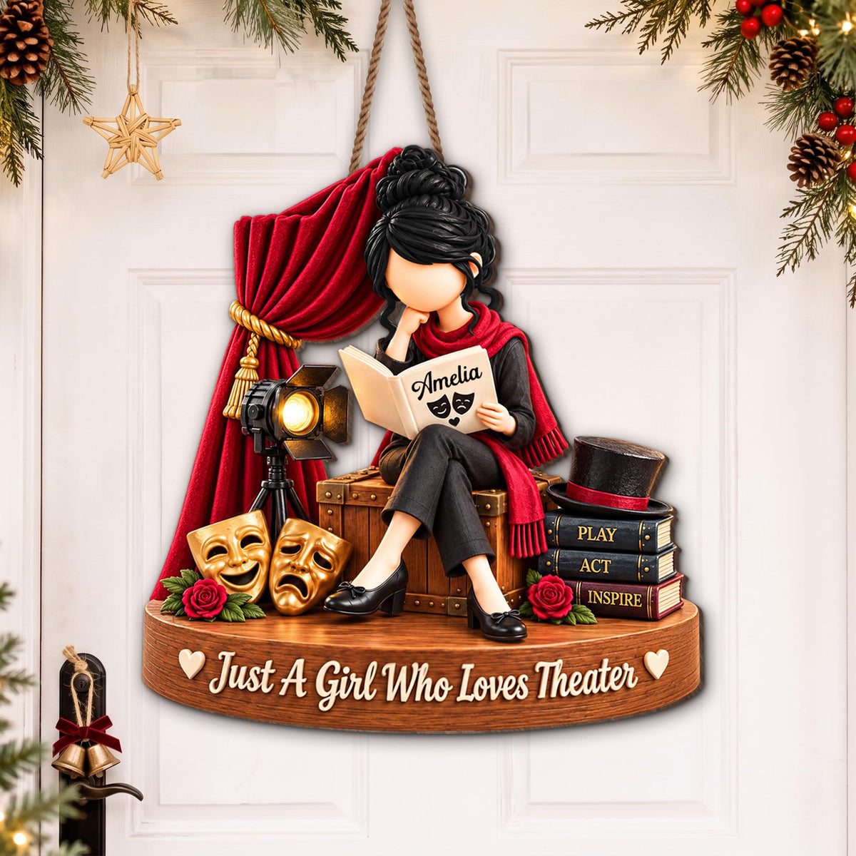 Just A Girl Who Loves Theater, Wood Sign, Gift For Theater Lovers - 1