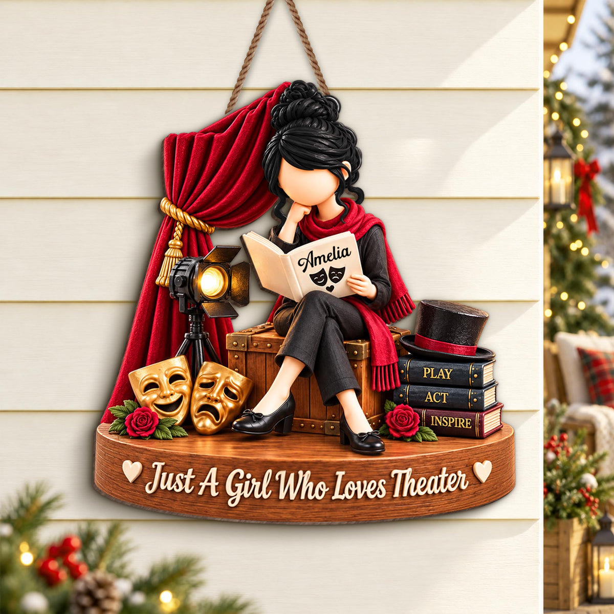 Just A Girl Who Loves Theater, Wood Sign, Gift For Theater Lovers - 7