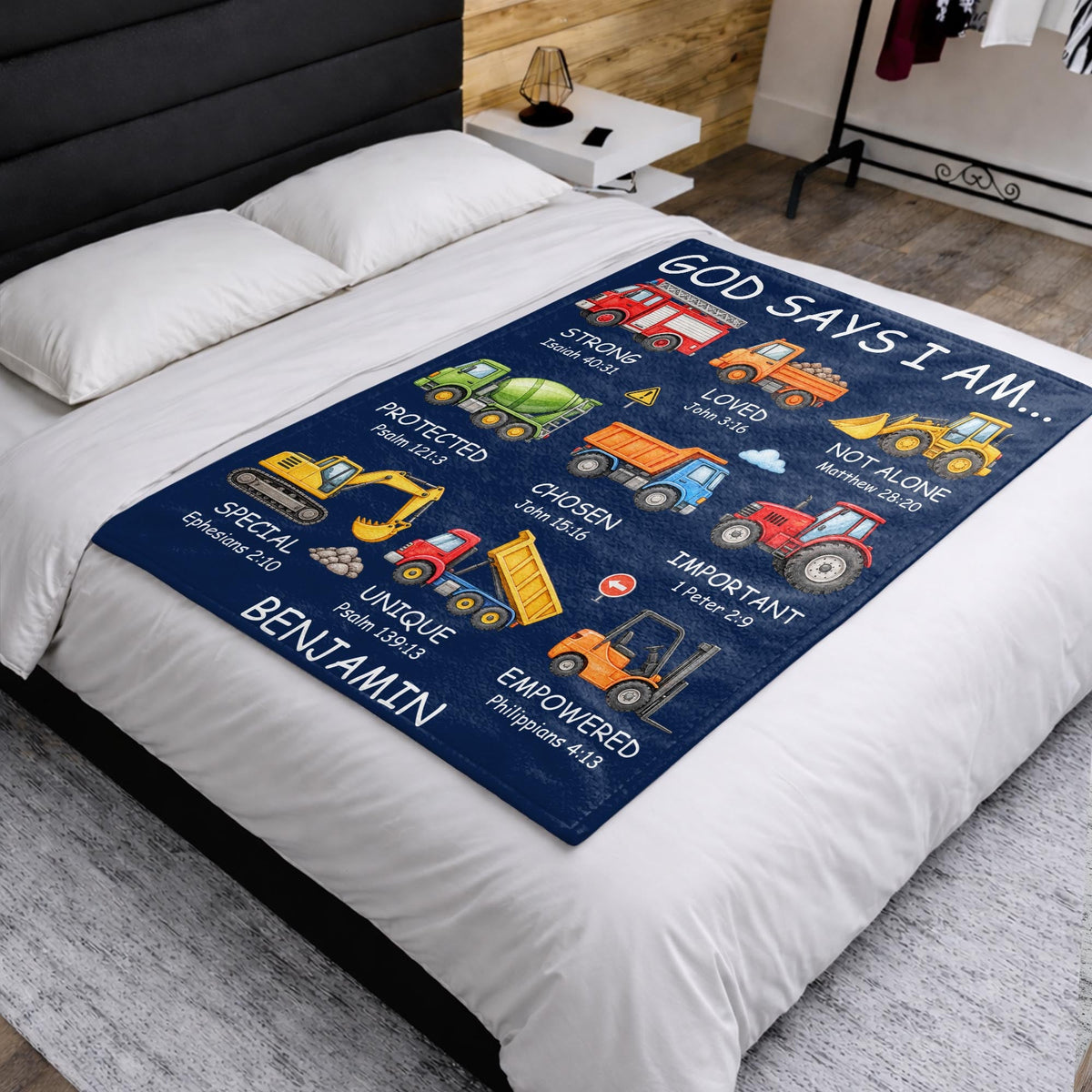 God Says I Am Construction Blanket, Personalized Gift For Kid Lovers - 9