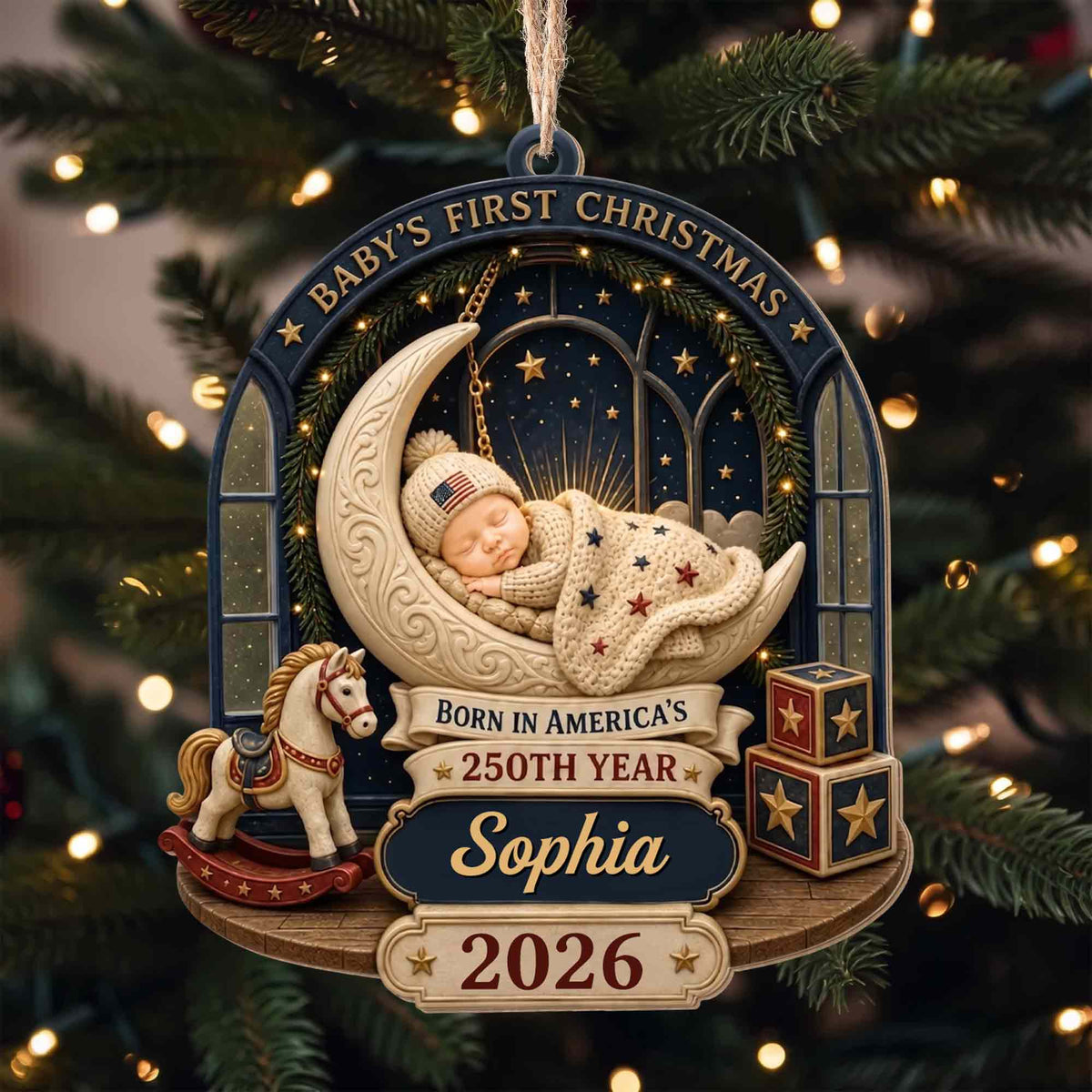 Baby's First Christmas, Custom Wood Ornament, Gift For New Parents - 1