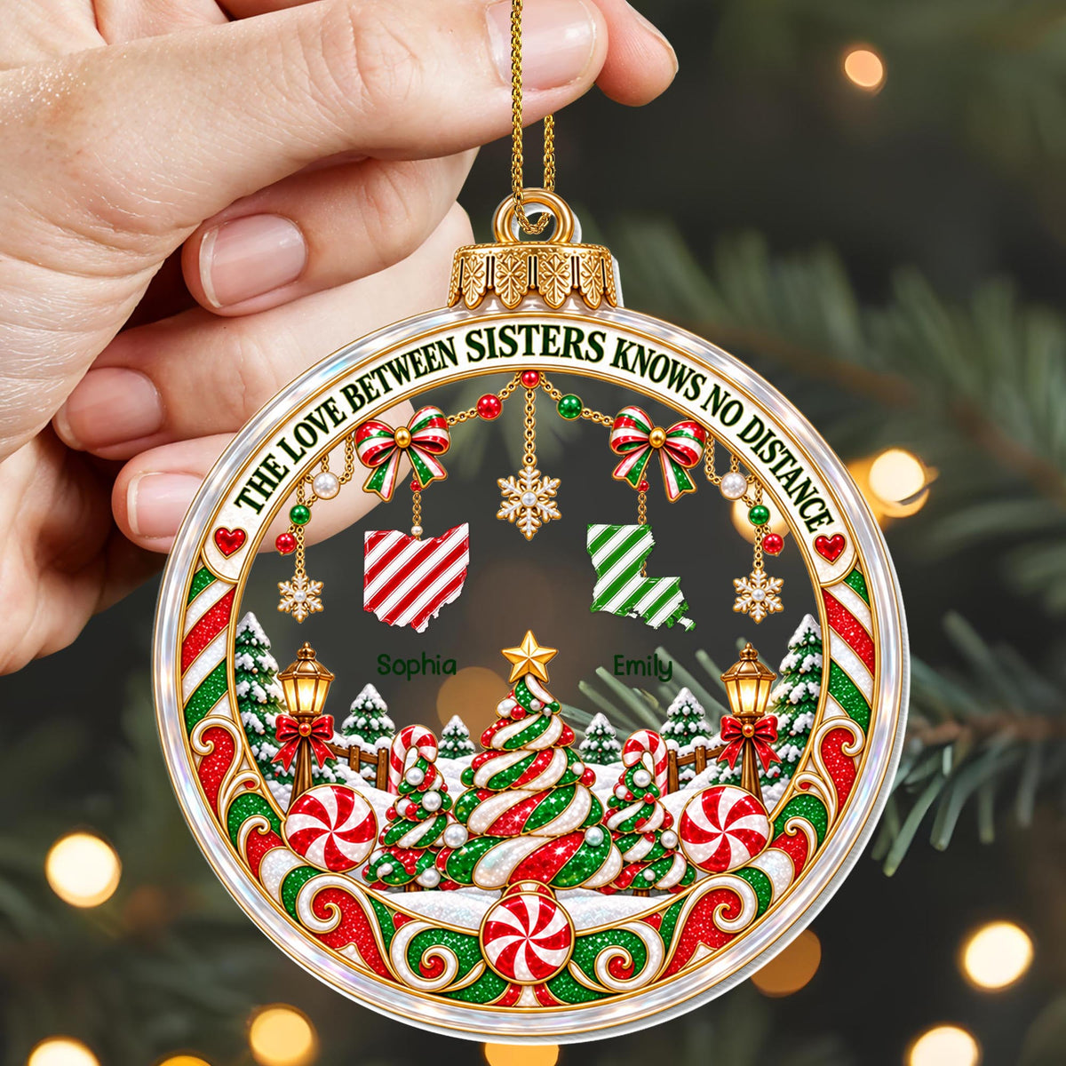 The Love Between Sisters, Personalized Ornament, Gift For Sister - 4