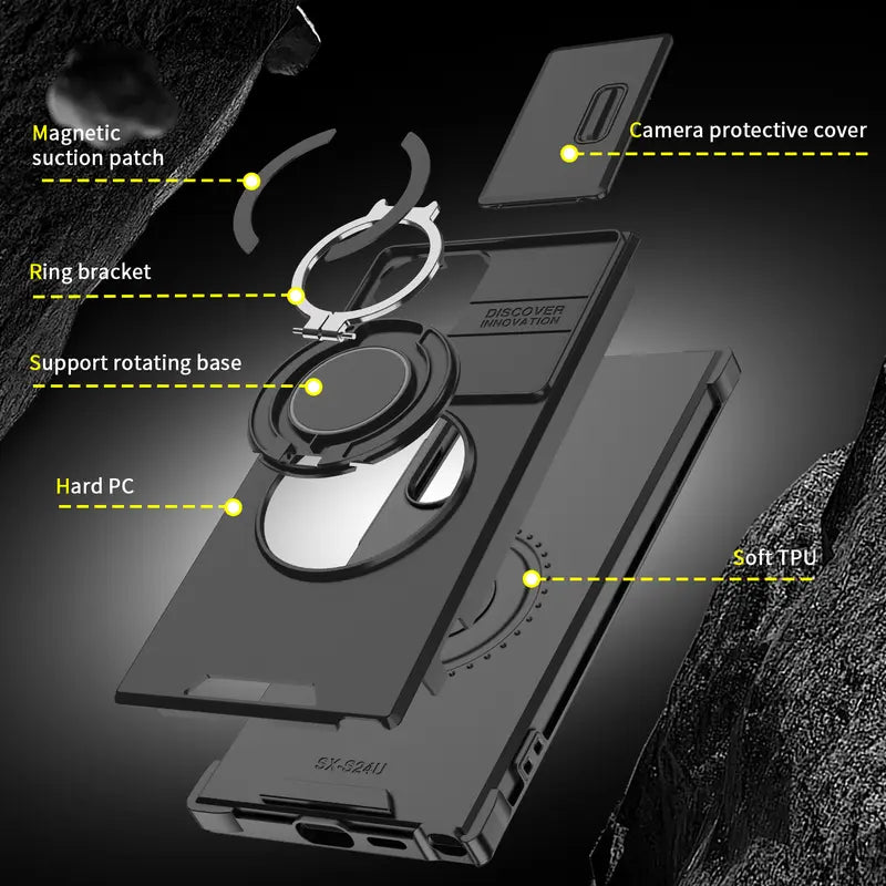MagSafe Magnetic Ring Slide Camera Lens Shield Shockproof Case for Samsung Galaxy S26 Ultra