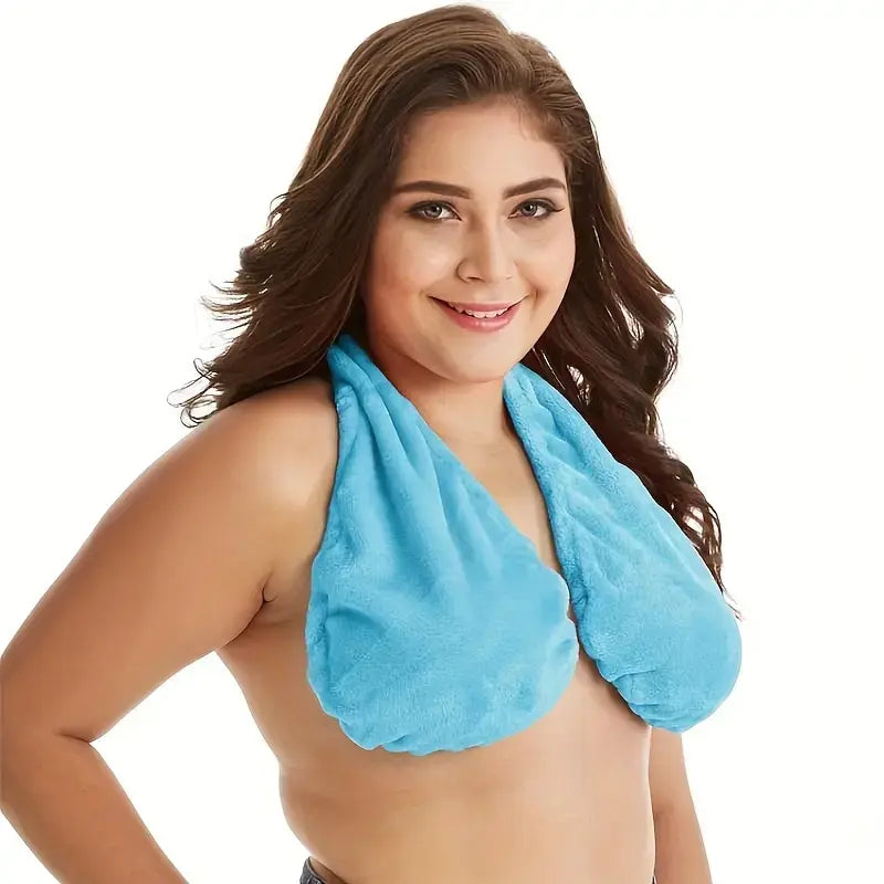 Super Soft Plush Towel Bra – Breathable Hanging Neck Chest Wrap