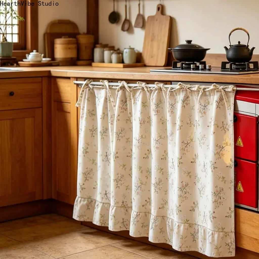 2026 Farmhouse Stove Curtain – Gingham Plaid Ruffle Short Window Valance