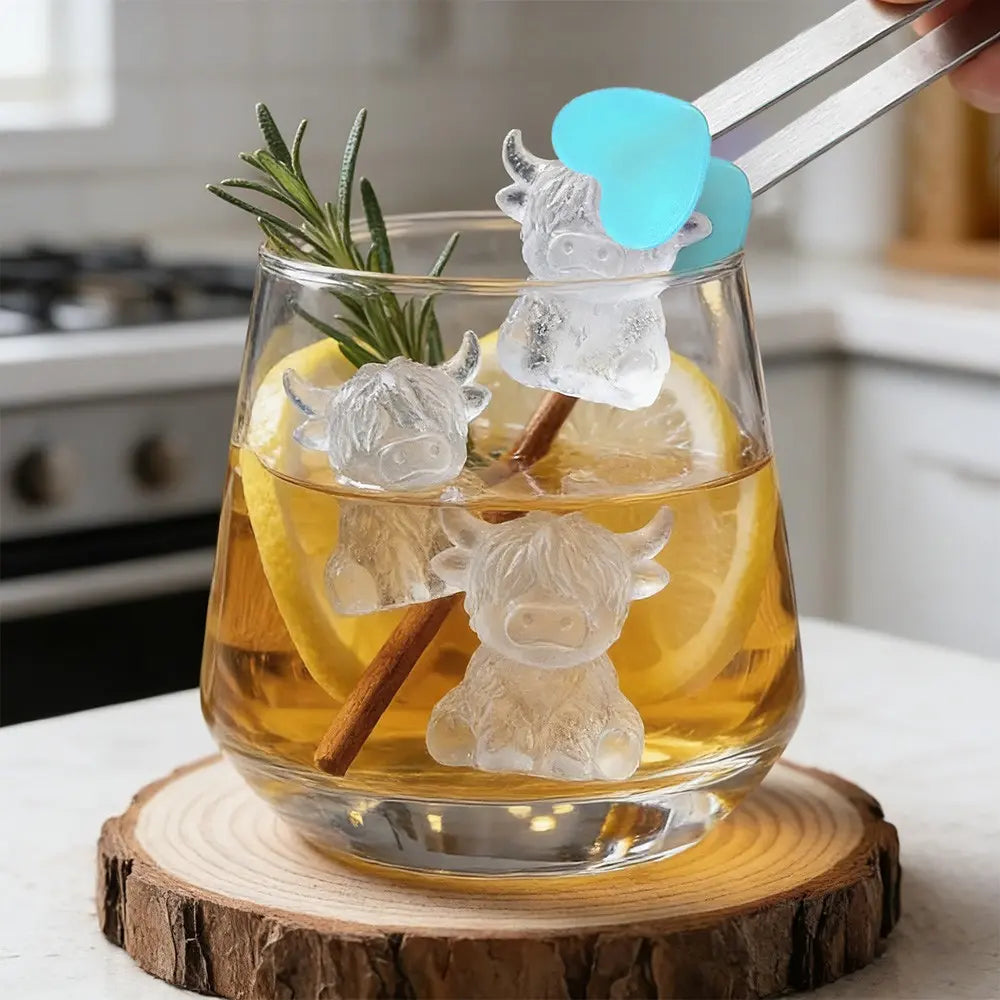 Moule à glaçons Mini Vache Highland, Glaçons mignons en 3D pour boissons, fêtes et cadeaux, Parfait pour agrémenter vos boissons