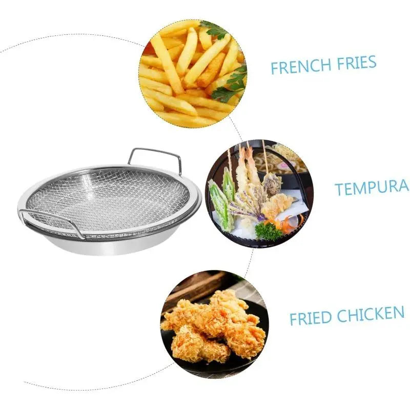 Stainless Steel Frying & Oil-Draining Rack with Tray