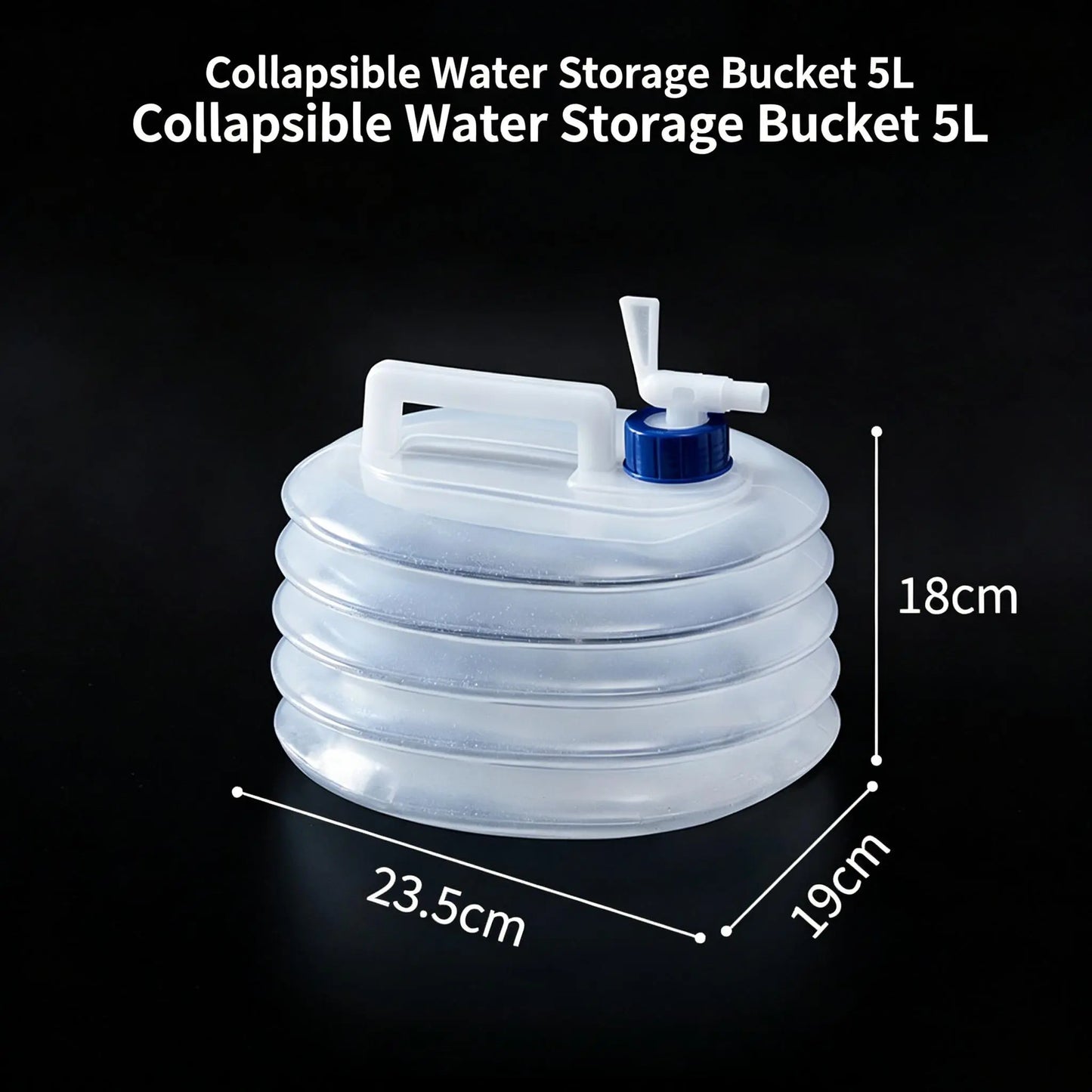 Large-Capacity Collapsible Water Bucket with Handle, Portable Water Container for Camping, Hiking, Picnics & Outdoor Use