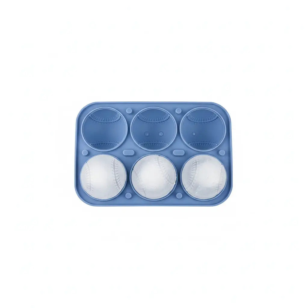3D Baseball Stitch Ice Cube Mold: 6-Cavity Food-Grade Silicone Tray