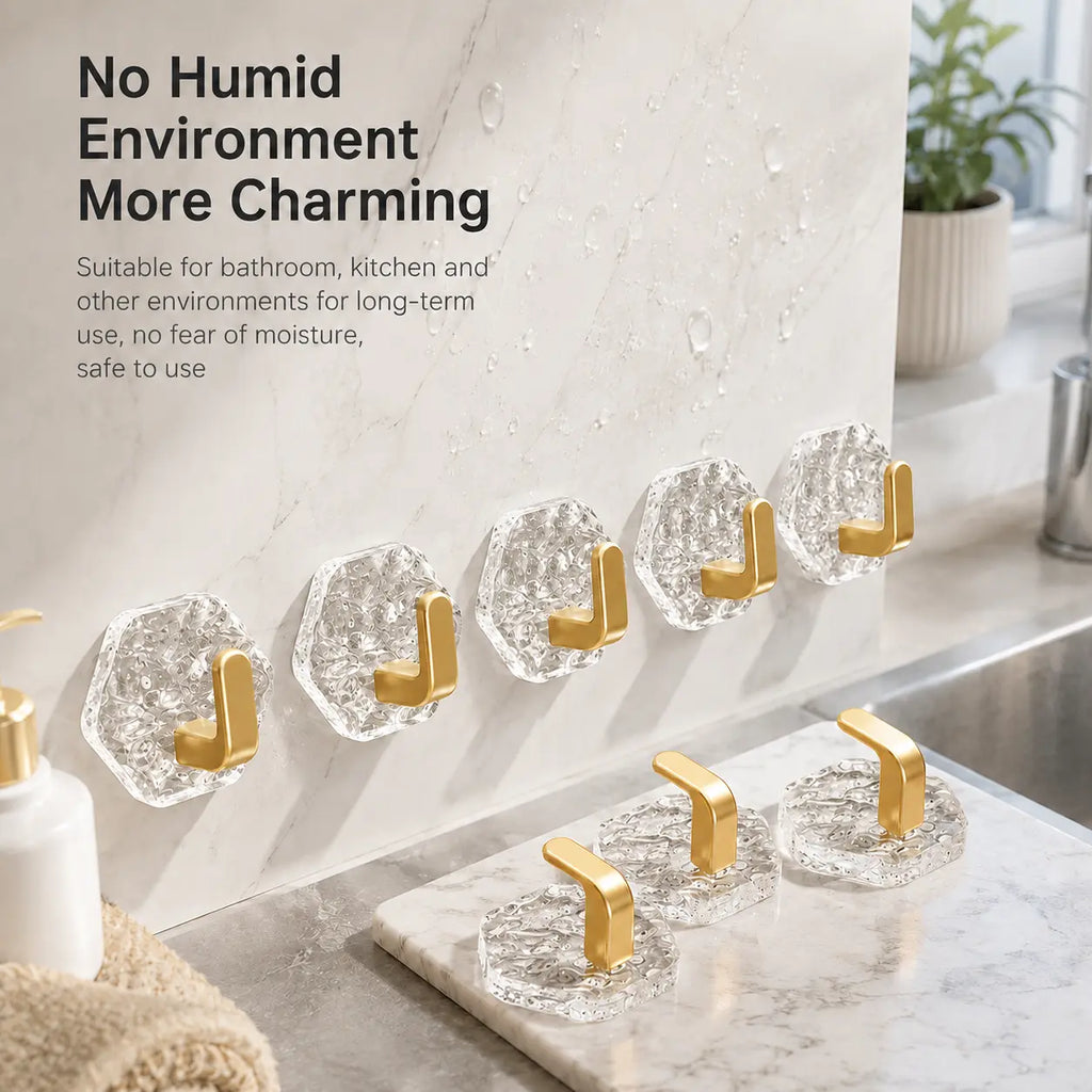 10/20-Pack Heavy-Duty Hexagonal Ripple Adhesive Hooks – Waterproof Wall Organizers for Kitchen & Bathroom