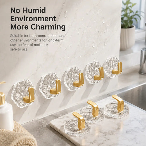 10/20-Pack Heavy-Duty Hexagonal Ripple Adhesive Hooks – Waterproof Wall Organizers for Kitchen & Bathroom