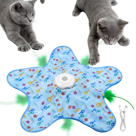 Pentagram Automatic Hide & Seek Motion Cat Toy – 360° Moving Feather Kicker