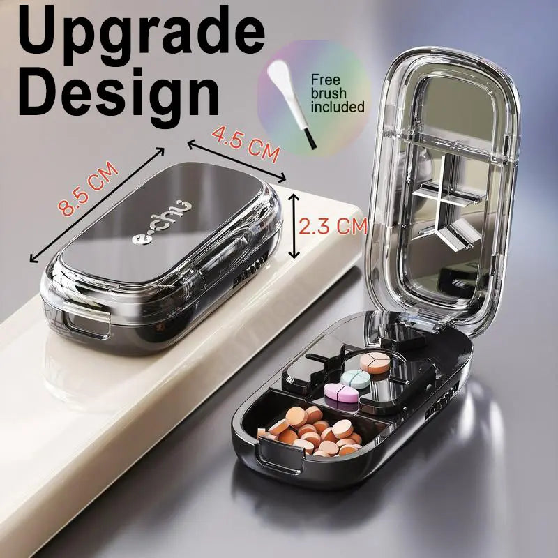 3-in-1 Compact Splitter Pill Dispenser – Portable ABS-PC Healthcare Case for All Tablet Sizes