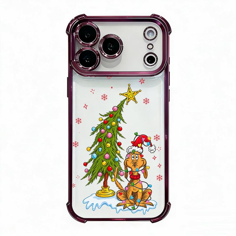 Funny Christmas Puppy Tree Lights Clear TPU Case for iPhone