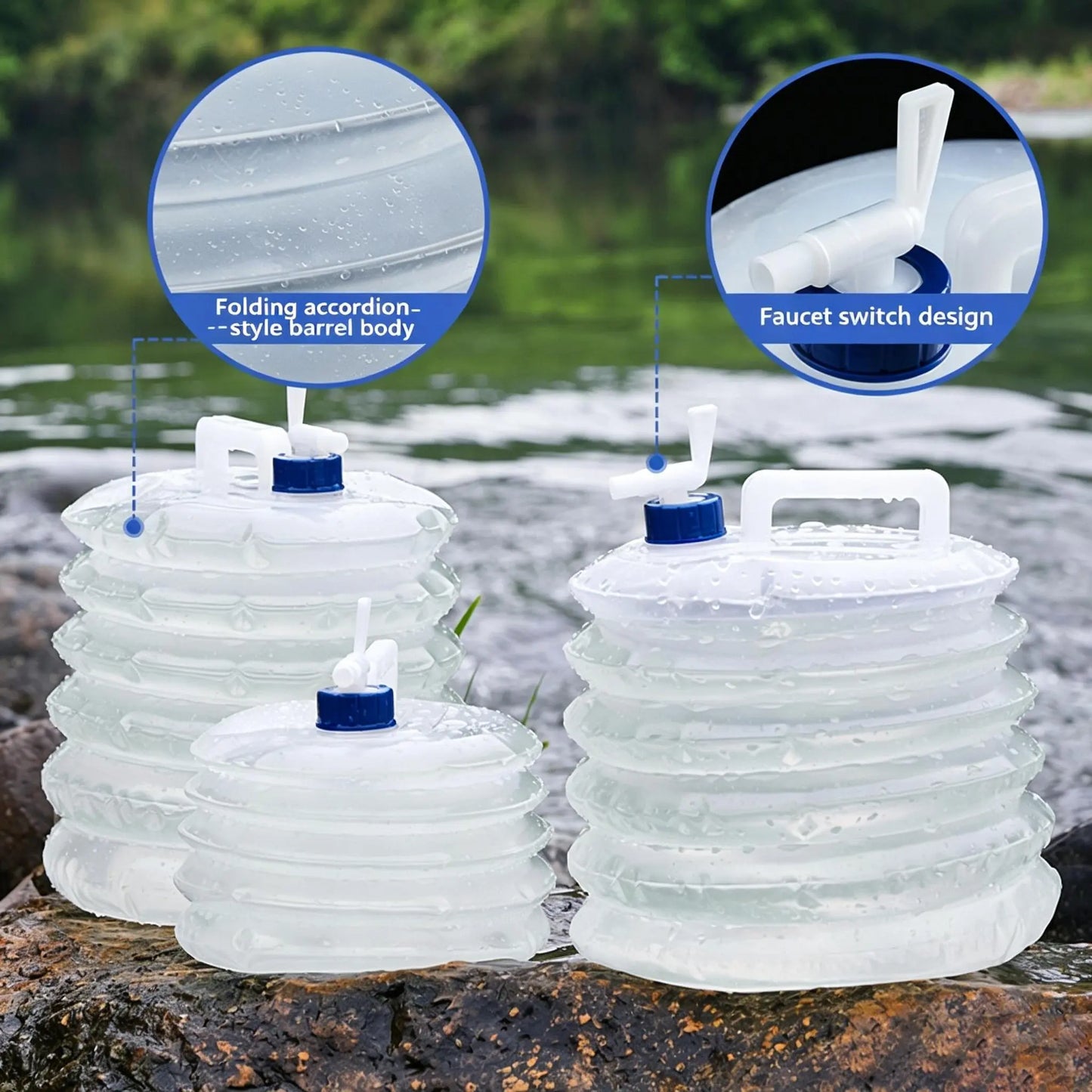 Large-Capacity Collapsible Water Bucket with Handle, Portable Water Container for Camping, Hiking, Picnics & Outdoor Use