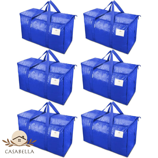 24 Gallon Extra Large Foldable Storage Bag with Handles, Zipper & Tag Pocket for Moving, Camping, Travel & Organization