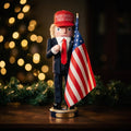 America Nutcracker Collectible Figure with Flag & Seal Base – Holiday Mantel Decor