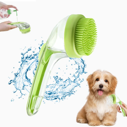Soft Silicone Pet Bath Brush with Shampoo Dispenser for Dogs