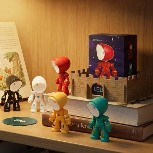 Cute LED Mini Robot Night Light with Magnetic Base – Soft Glow Decorative Atmosphere Lamp for Room Decor