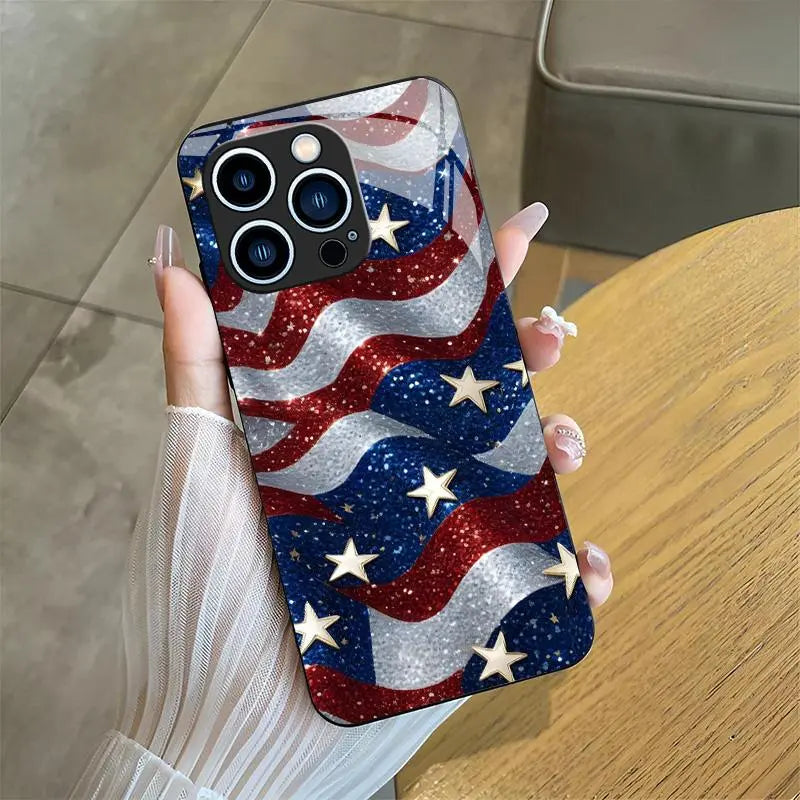 Patriotic American Flag Case for iPhone 16–11 & Samsung Galaxy S26–S22 – Slim Protective Cover
