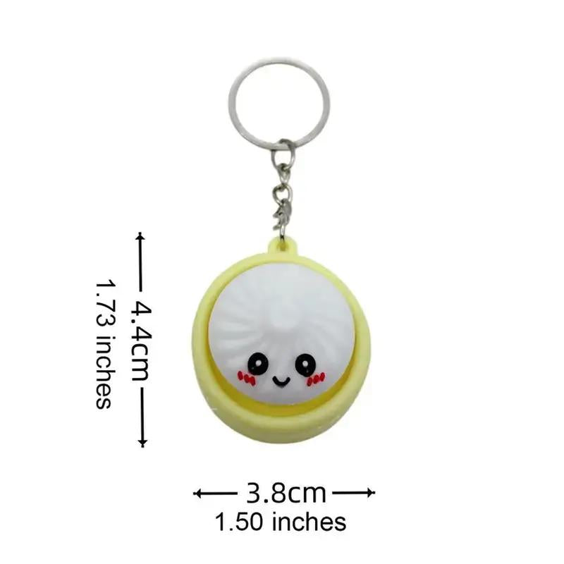 Light-Up Cute Dumpling Pressable Fidget Keychain - PVC Food‑Shaped Charm, Wear‑Resistant Stress Relief Toy for Daily Use, Party & Gifting