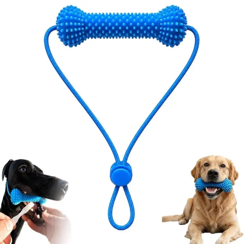 Adjustable Neck Strap Dog Tooth Cleaning Chew Stick – Bite-Resistant Rubber Pet Oral Care Toy