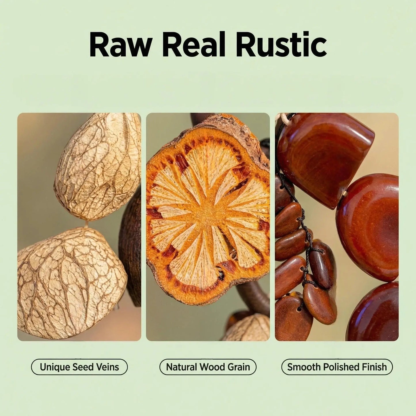 Natural Wood Bag Charm, Handmade DIY Fruit Wood Pendant Accessory