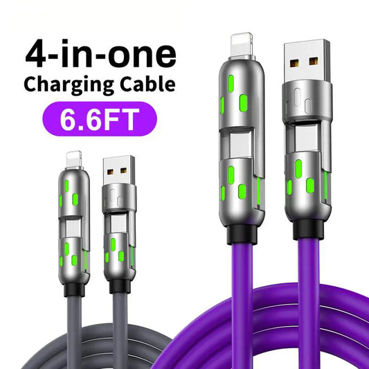 EXAVON 4-in-1 USB-C Cable (6.6FT) – PD Fast Charge & Data Sync Multi-Port Adapter