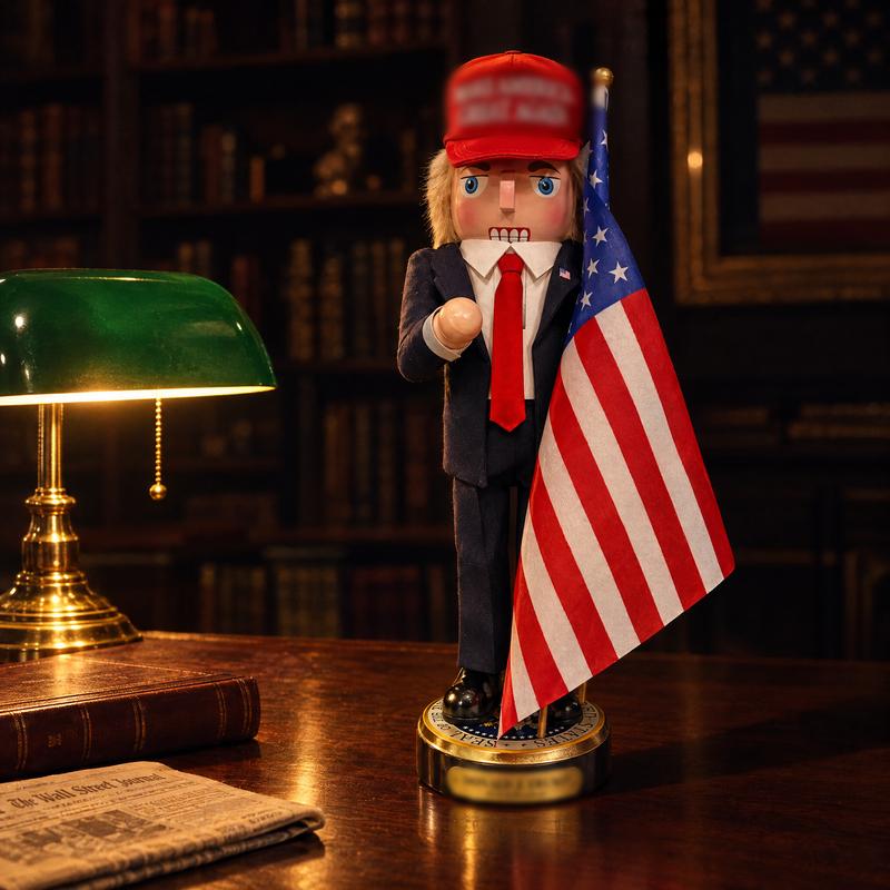 America Nutcracker Collectible Figure with Flag & Seal Base – Holiday Mantel Decor