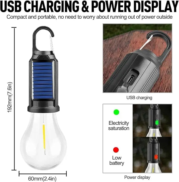 1/2/4 PCS Rechargeable Solar LED Light Bulbs with Waterproof Clip Hook, Solar Outdoor Lights, Portable Camping Gear for Hiking & Emergency Use