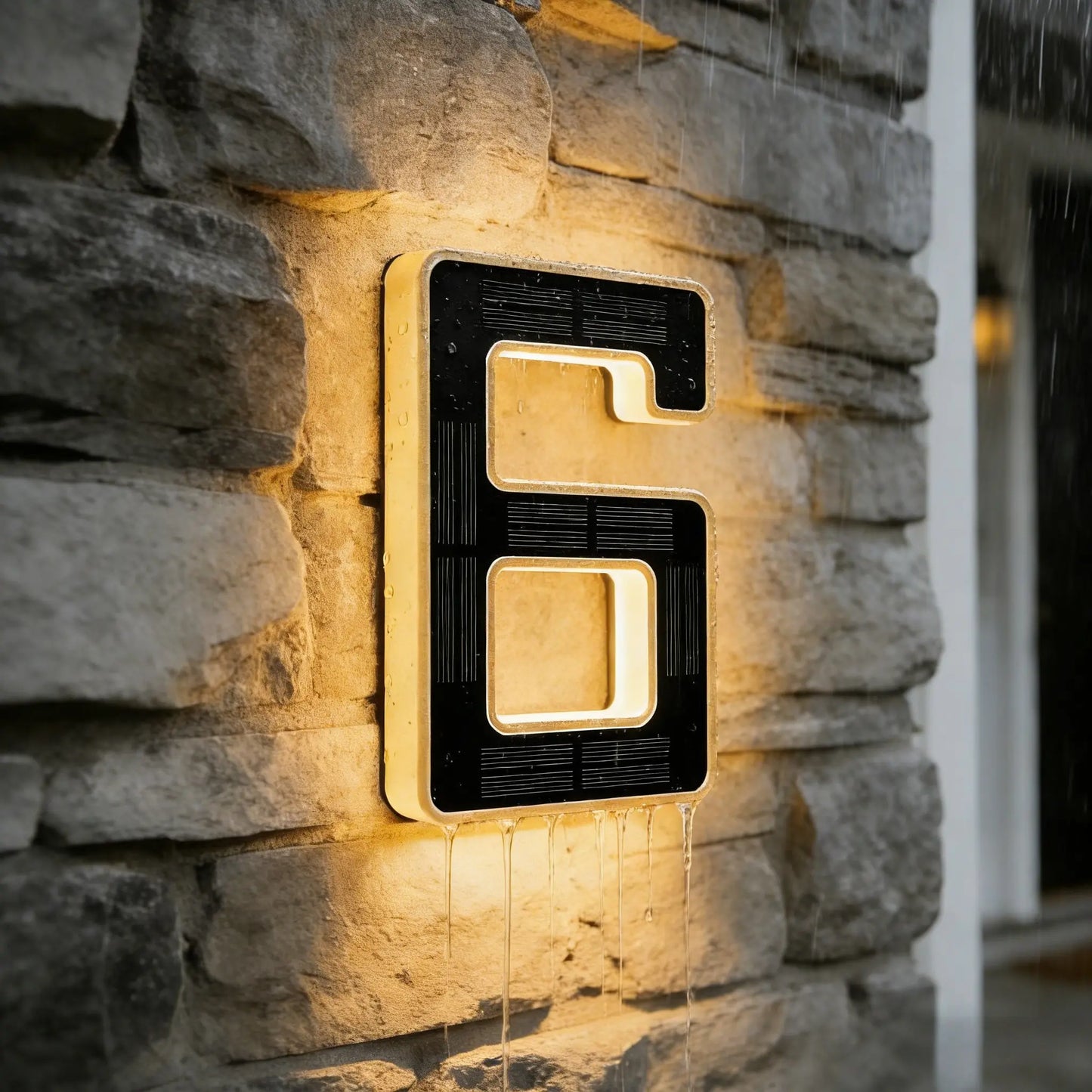 ISUNMEA 6.7 Inch Solar Lighted House Numbers for Outside, Light Up Waterproof LED Address Signs for Houses, Backlit Illuminated Exterior Modern House Numbers Light
