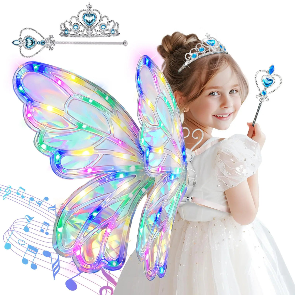 Glowing Fairy Butterfly Wings for Kids – Light-Up Dress-Up Toy for Halloween & Christmas Gift