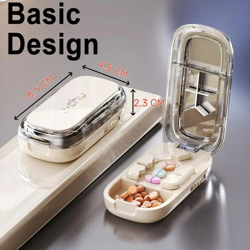 3-in-1 Compact Splitter Pill Dispenser – Portable ABS-PC Healthcare Case for All Tablet Sizes