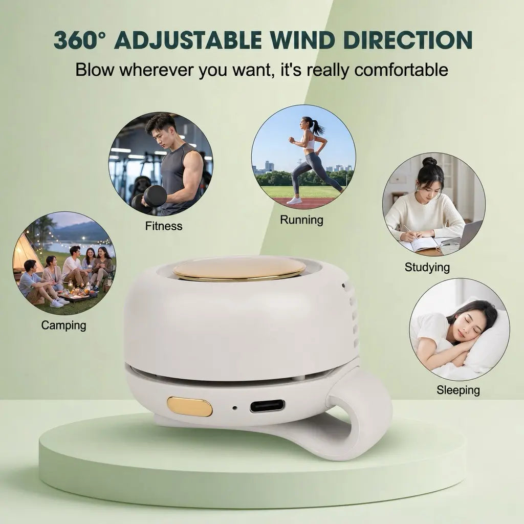Westdeer Portable Silent Mini Bladeless Electric Fan,Adjustable 3-speed Suspended Waist Fans,Phone Cooling Fan,Personal Fan,Rotating BodyFan Suitable for Outdoor Travel,fathersdaygift,rechargeable personal fan,handheld turbo fan,Perfect Gift