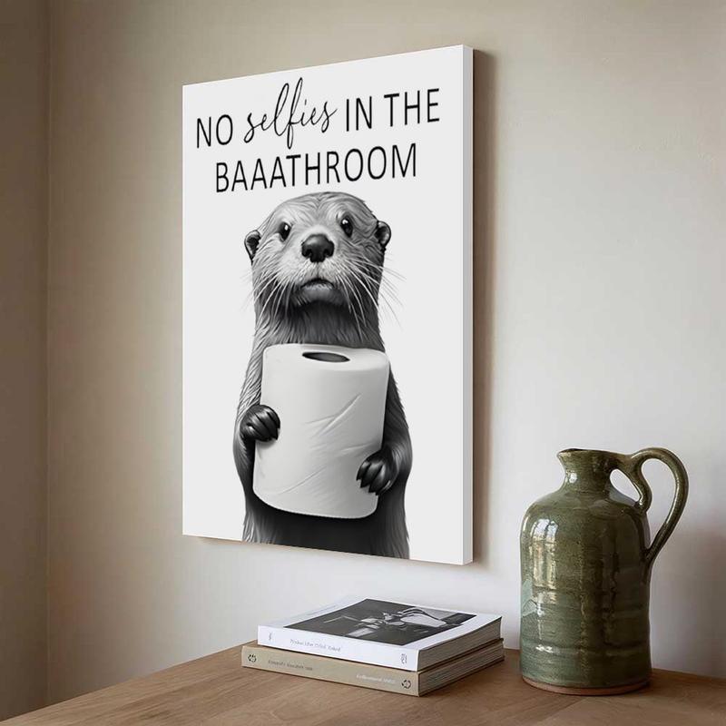 A rural-style poster featuring a picture of a donkey and a cow, an amusing bathroom wall decoration, a black and white bathroom logo decoration, interesting animal head portraits, suitable for bathrooms and bedrooms.