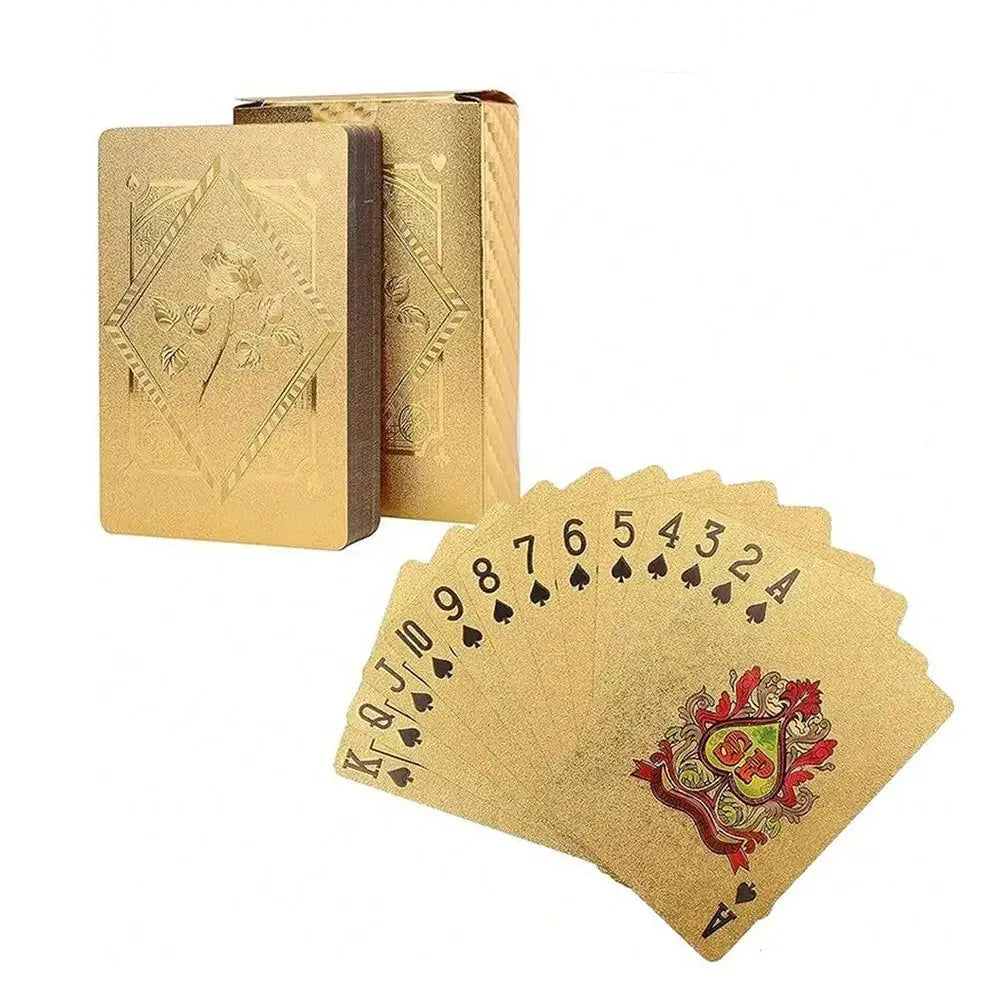 Black & Gold Rose Waterproof Plastic Playing Cards – 55-Card Premium Card Game for Teens & Adults