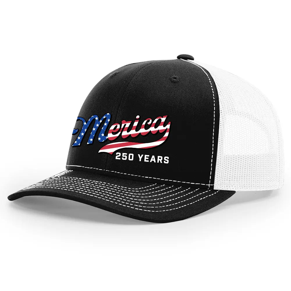 USA 250th Anniversary Patriotic Embroidered Mesh Trucker Hat