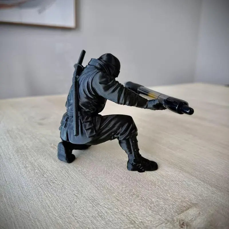 Black Ninja Pen & Pencil Holder for Desk – Novelty Desktop Decor & Office Accessories