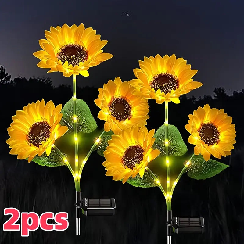 VITYAZI 2/4/8pcs Solar LED Sunflower Garden Lights Realistic Night Glow for Yard Lawn Patio Porch Decoration Waterproof IP65 Energy Efficient Outdoor Lighting Durable Plastic Flowers Upgraded Solar Panels VITYAZI